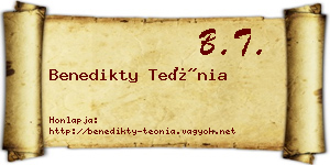 Benedikty Teónia névjegykártya